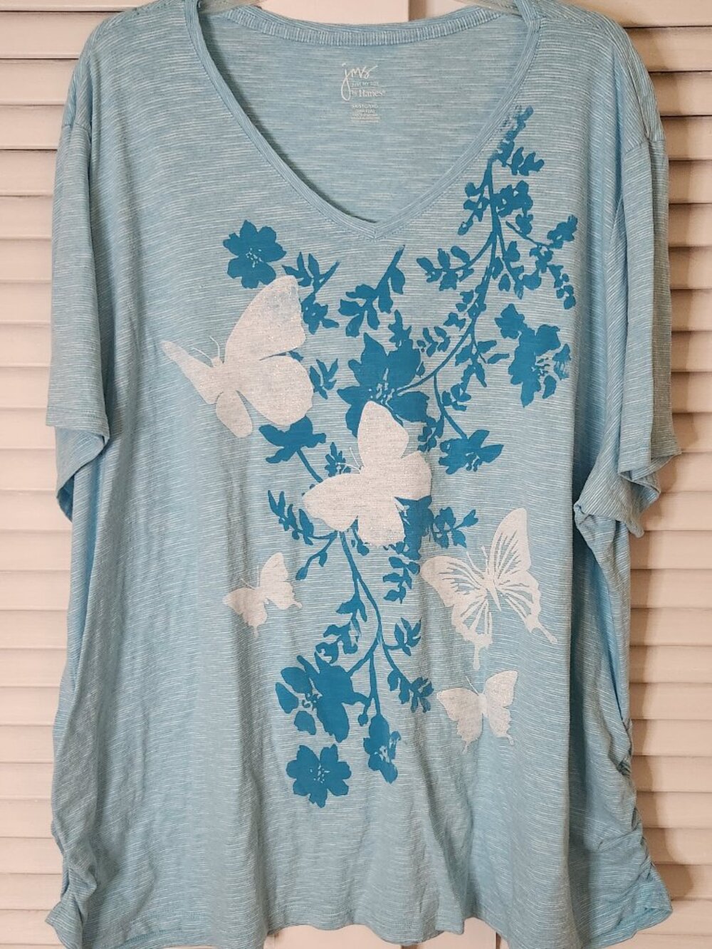 New 5X Just My Size Light Turquoise Butterfly Tee